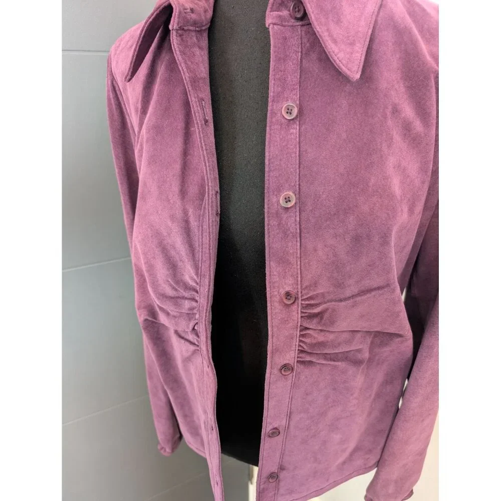 y2k‎ Revue Purple Suede Ruched Button Front Jacket - Medium